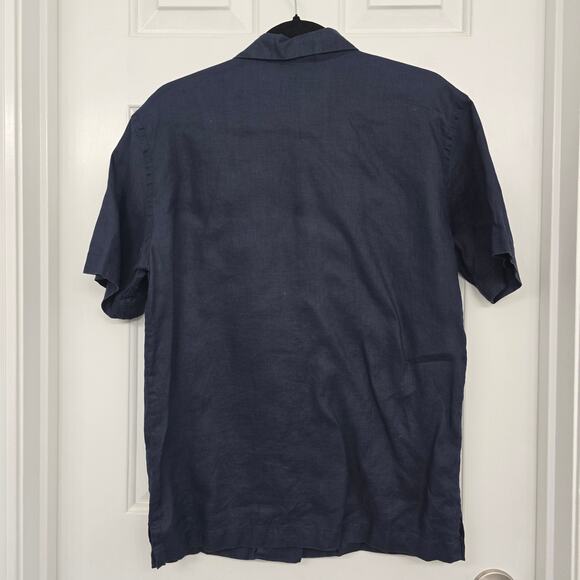 Ralph Lauren 100% Linen Button Down Shirt Navy 6 ResortWear Minimalist Preppy - Picture 3 of 5